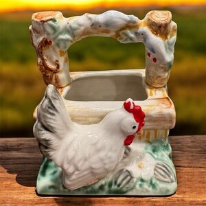 Vintage Shafford Chicken Wishing Well Planter